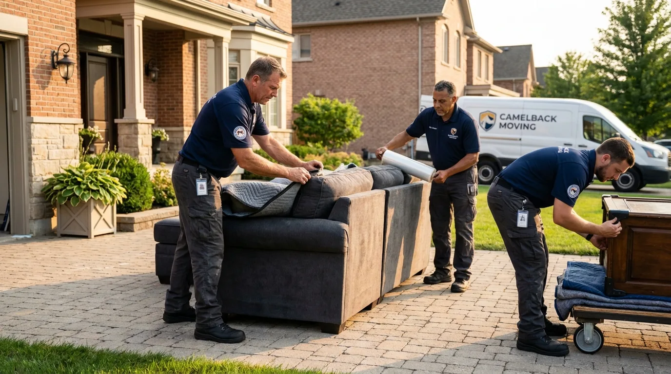 Large estate moving crew wrapping furniture in Warner Robins, GA